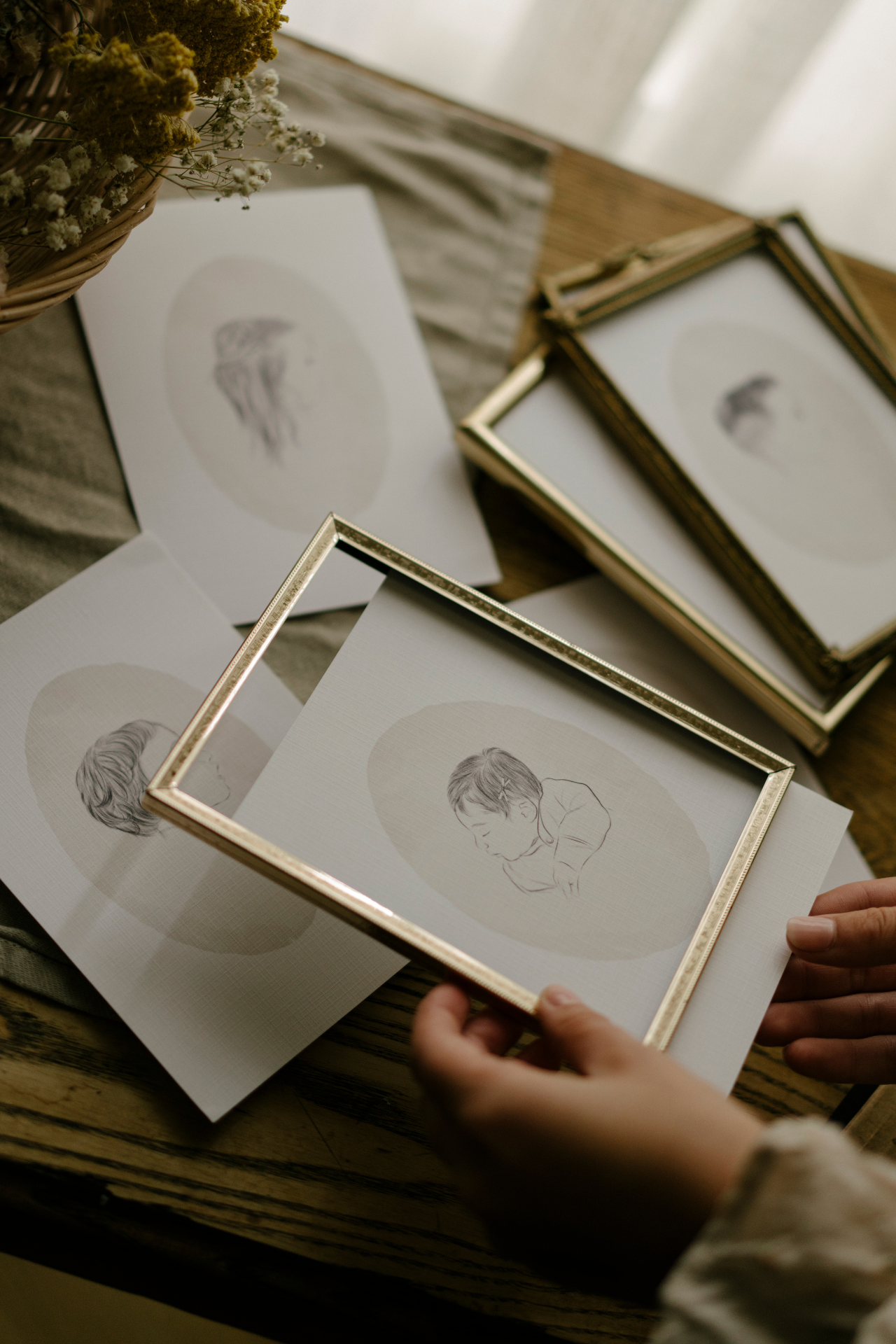 Custom Fine Art Silhouette Portrait on Linen Paper
