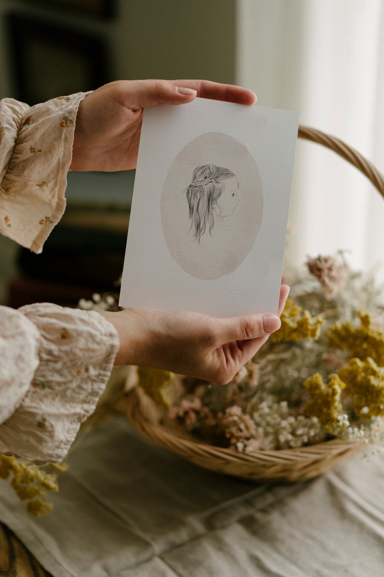 Custom Fine Art Silhouette Portrait on Linen Paper