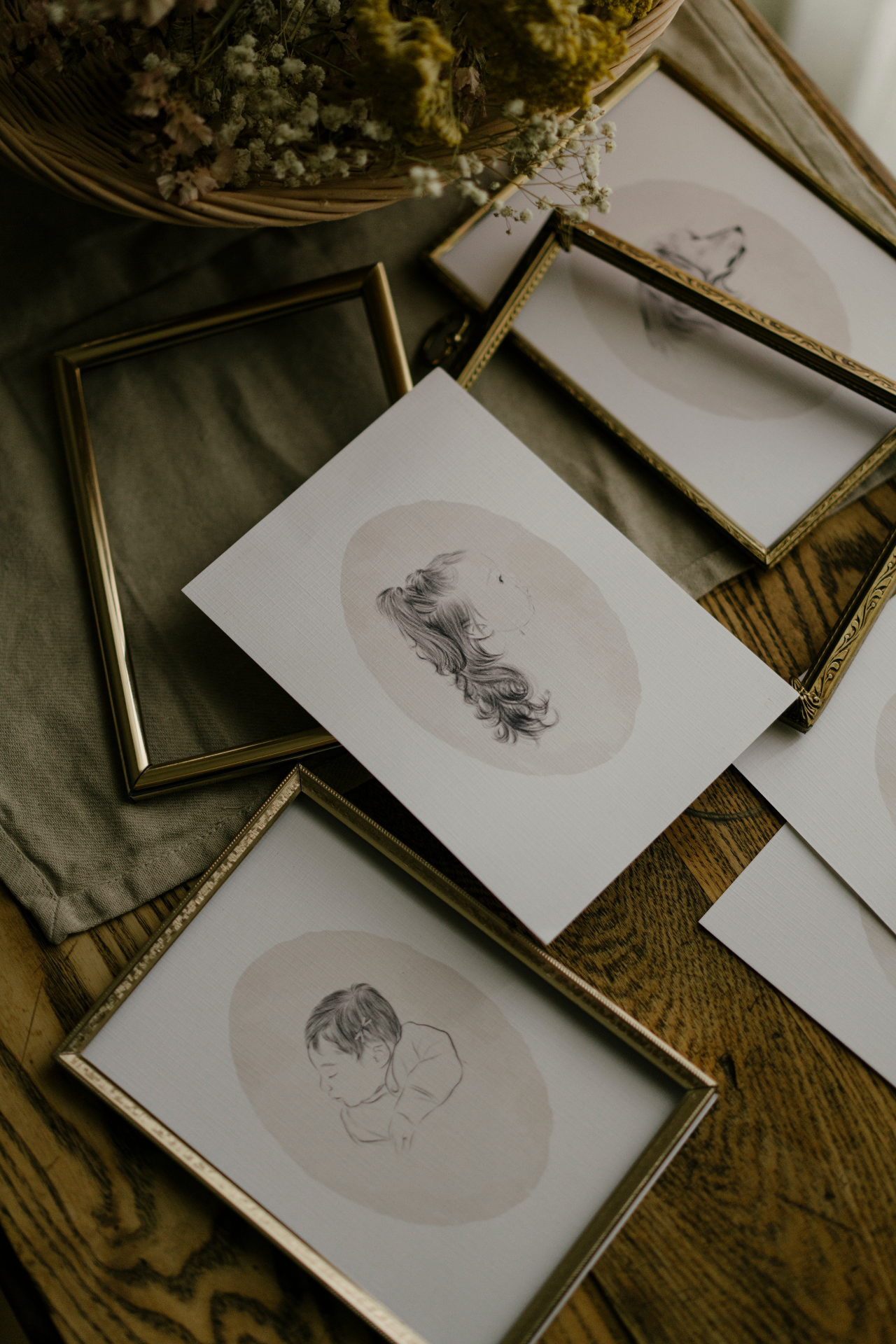 Custom Fine Art Silhouette Portrait on Linen Paper