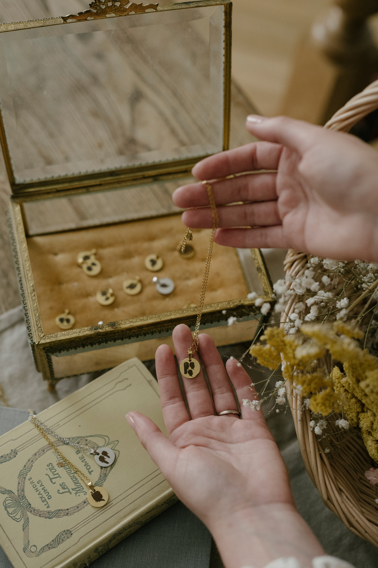 Engraved Coin Silhouette Pendant