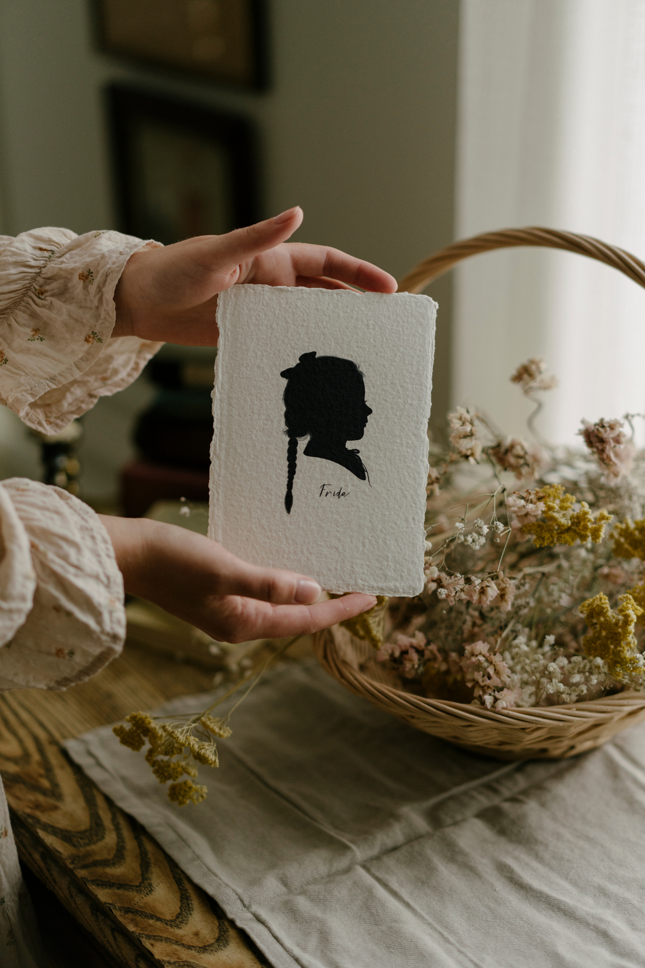 Custom Silhouette on Handmade Paper