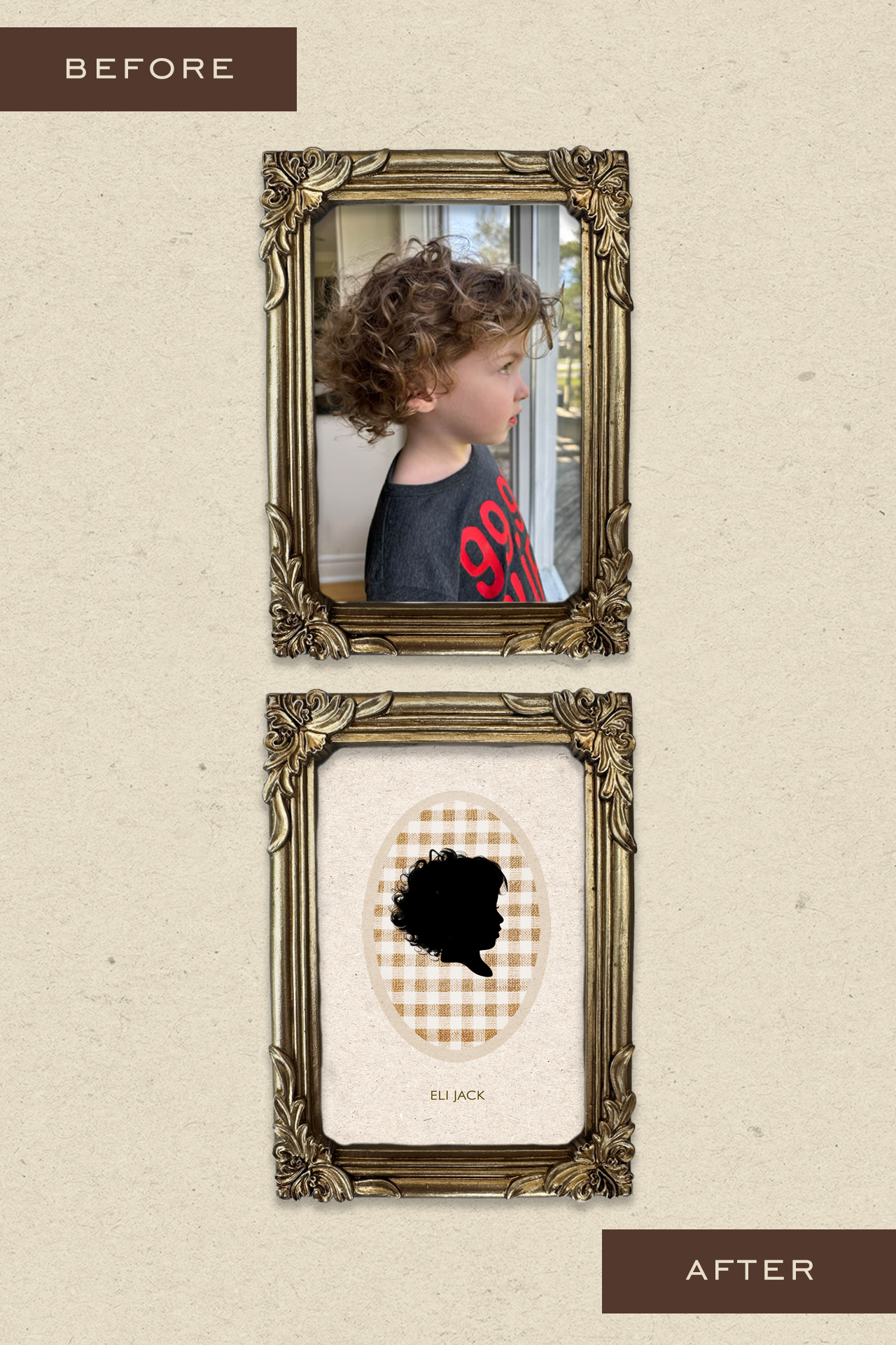 Custom Silhouette on Vintage Background - Digital Only