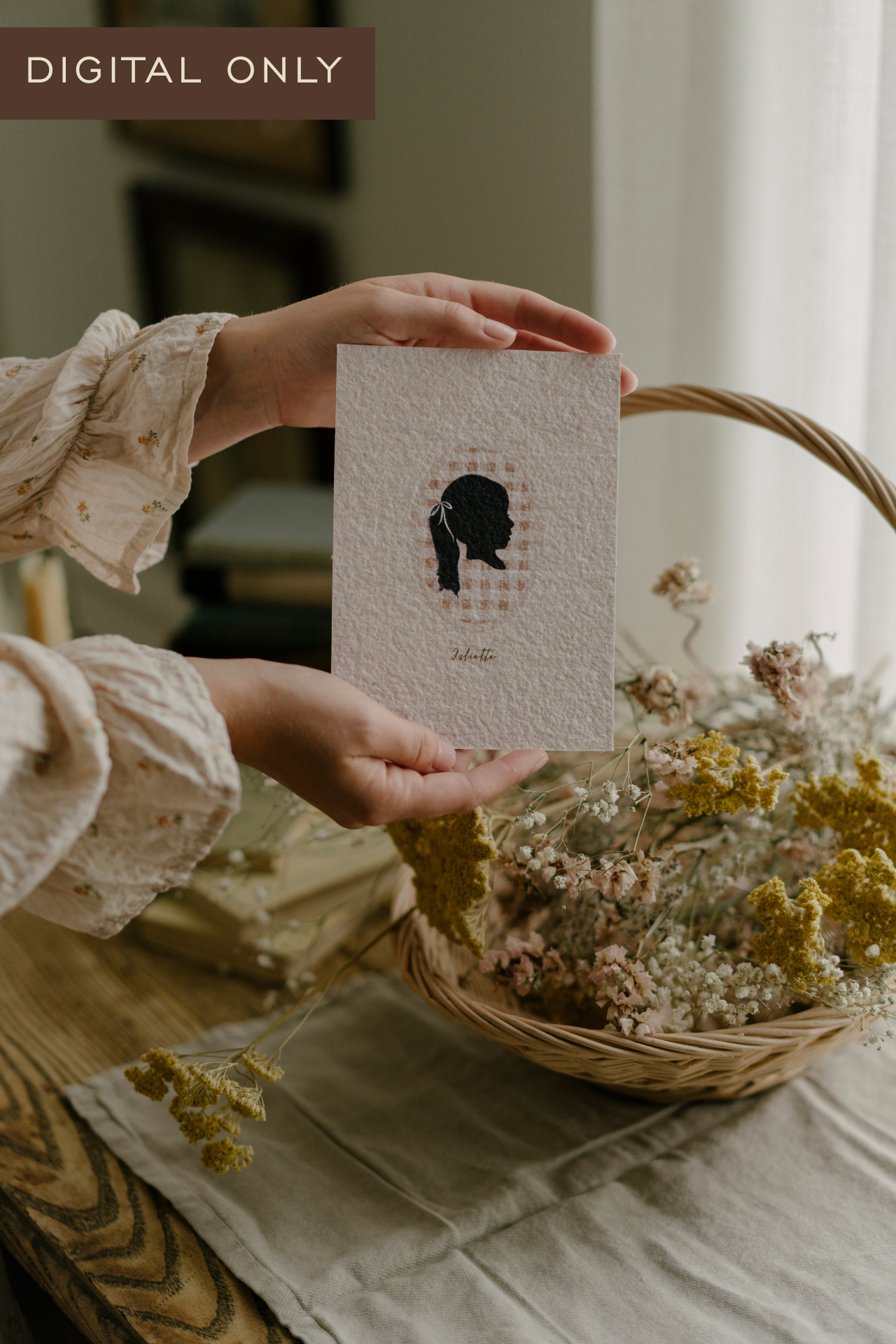 Custom Silhouette on Vintage Background - Digital Only