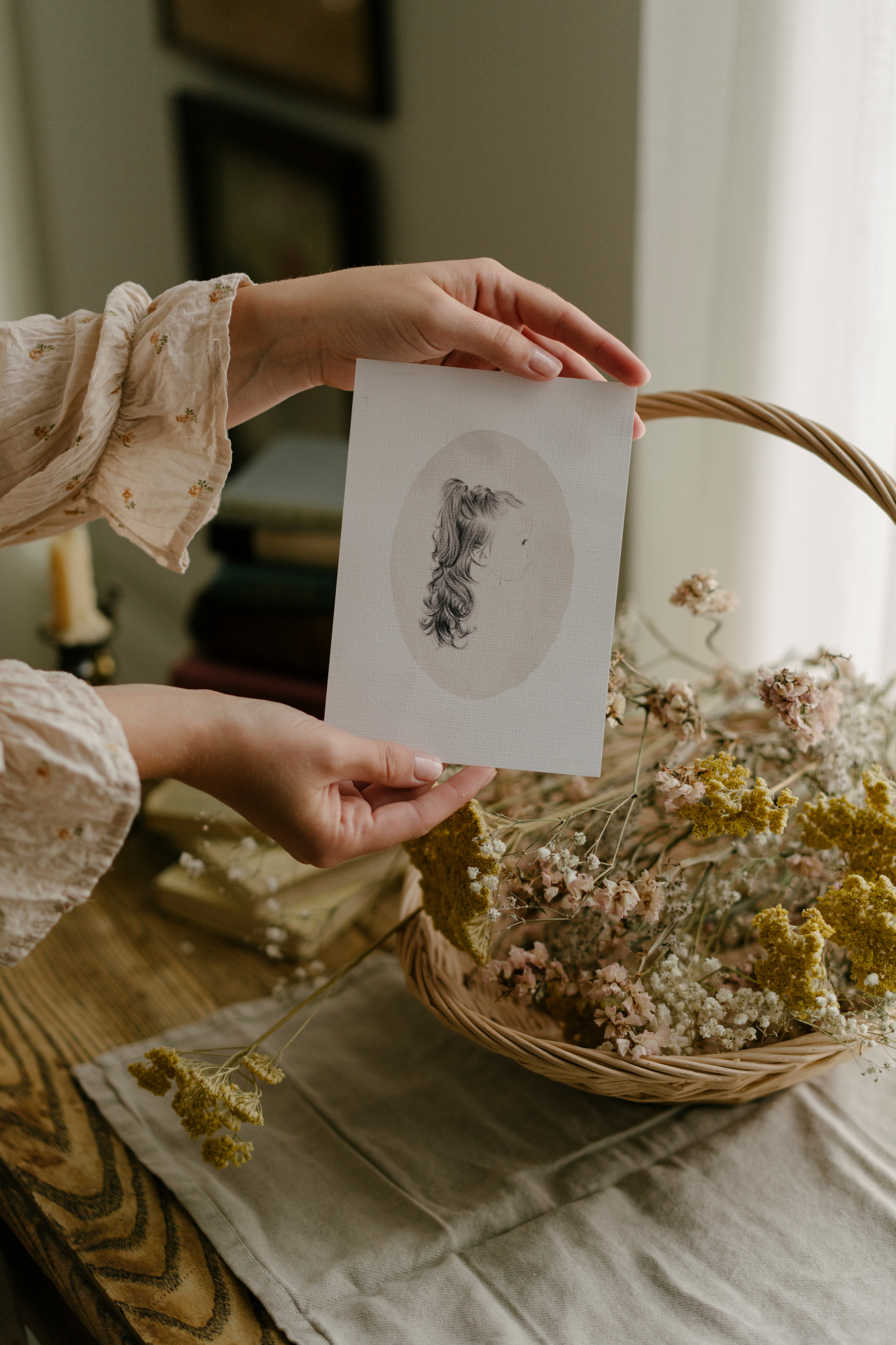 Custom Fine Art Silhouette Portrait on Linen Paper