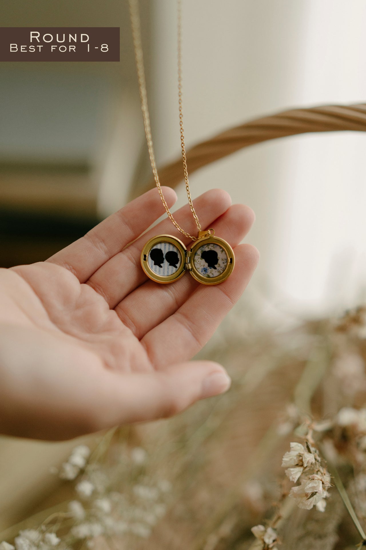 Custom Silhouette Locket Necklace - Round or Oval