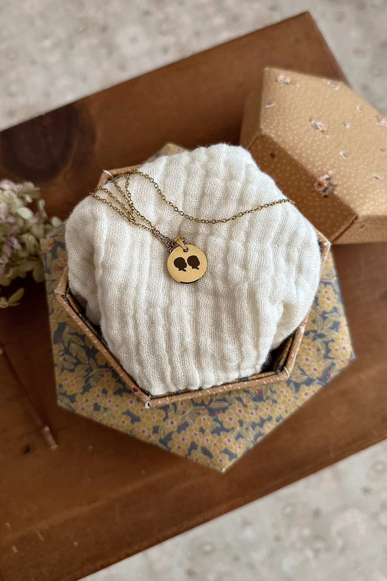 Engraved Coin Silhouette Pendant