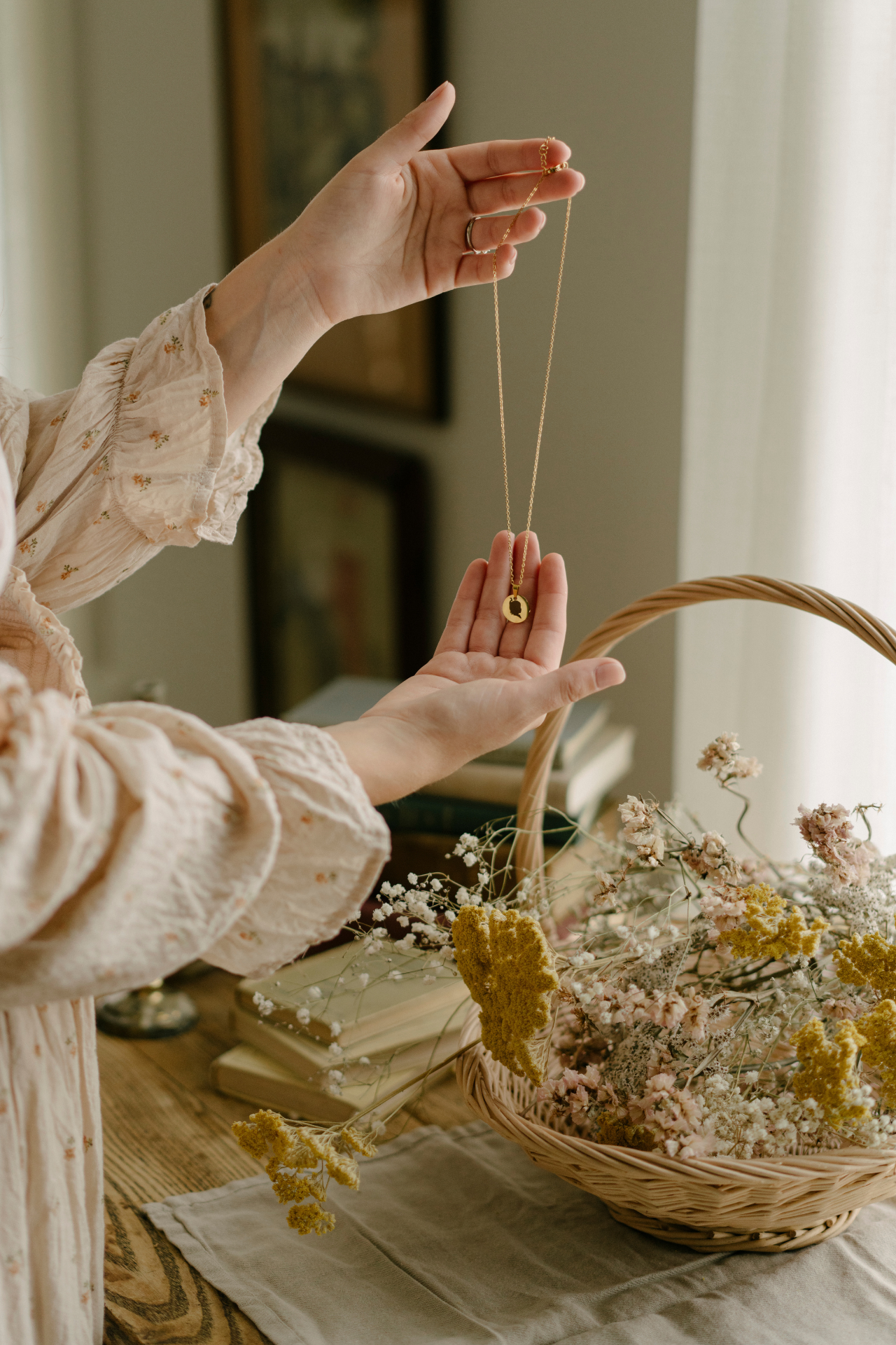 Engraved Coin Silhouette Pendant