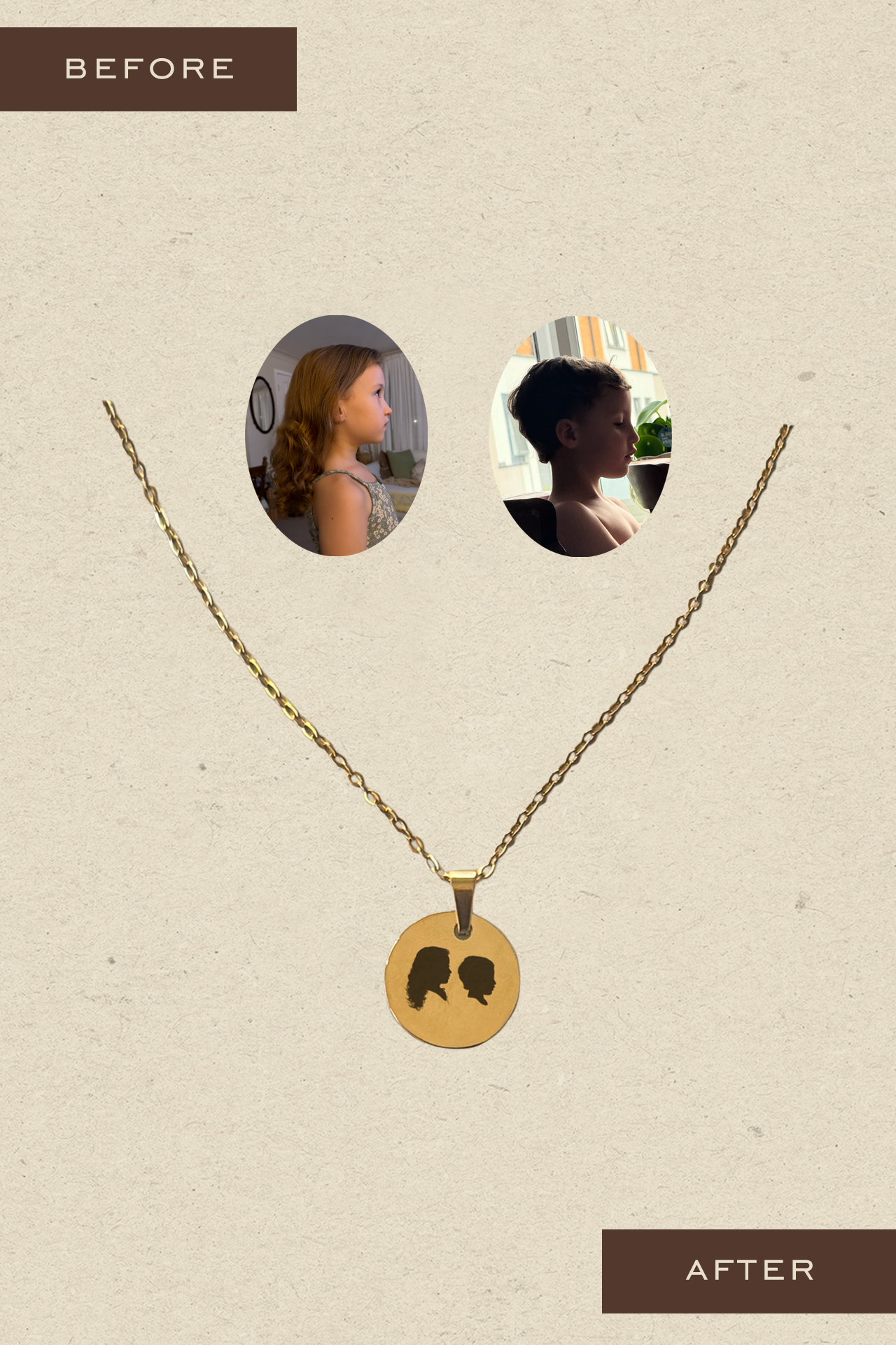 Engraved Coin Silhouette Pendant