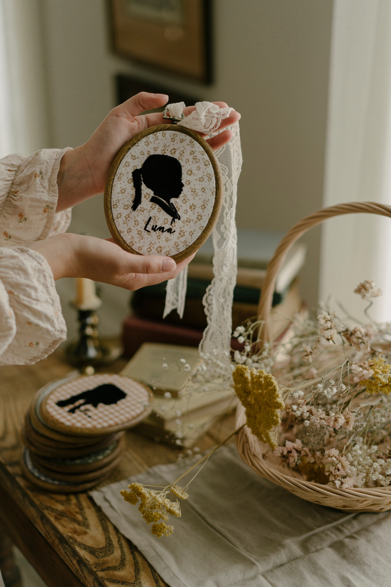 Embroidered Silhouette Keepsake Hoop