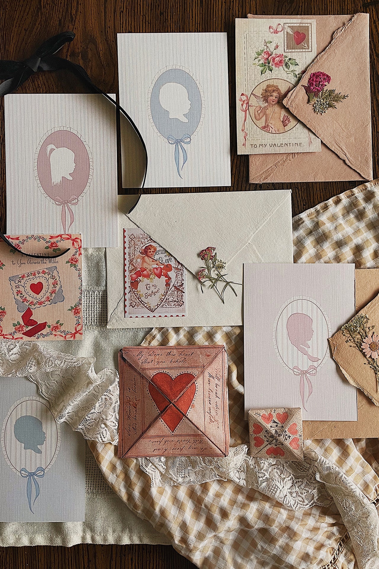 Valentine's Silhouette on Linen Paper - New Design