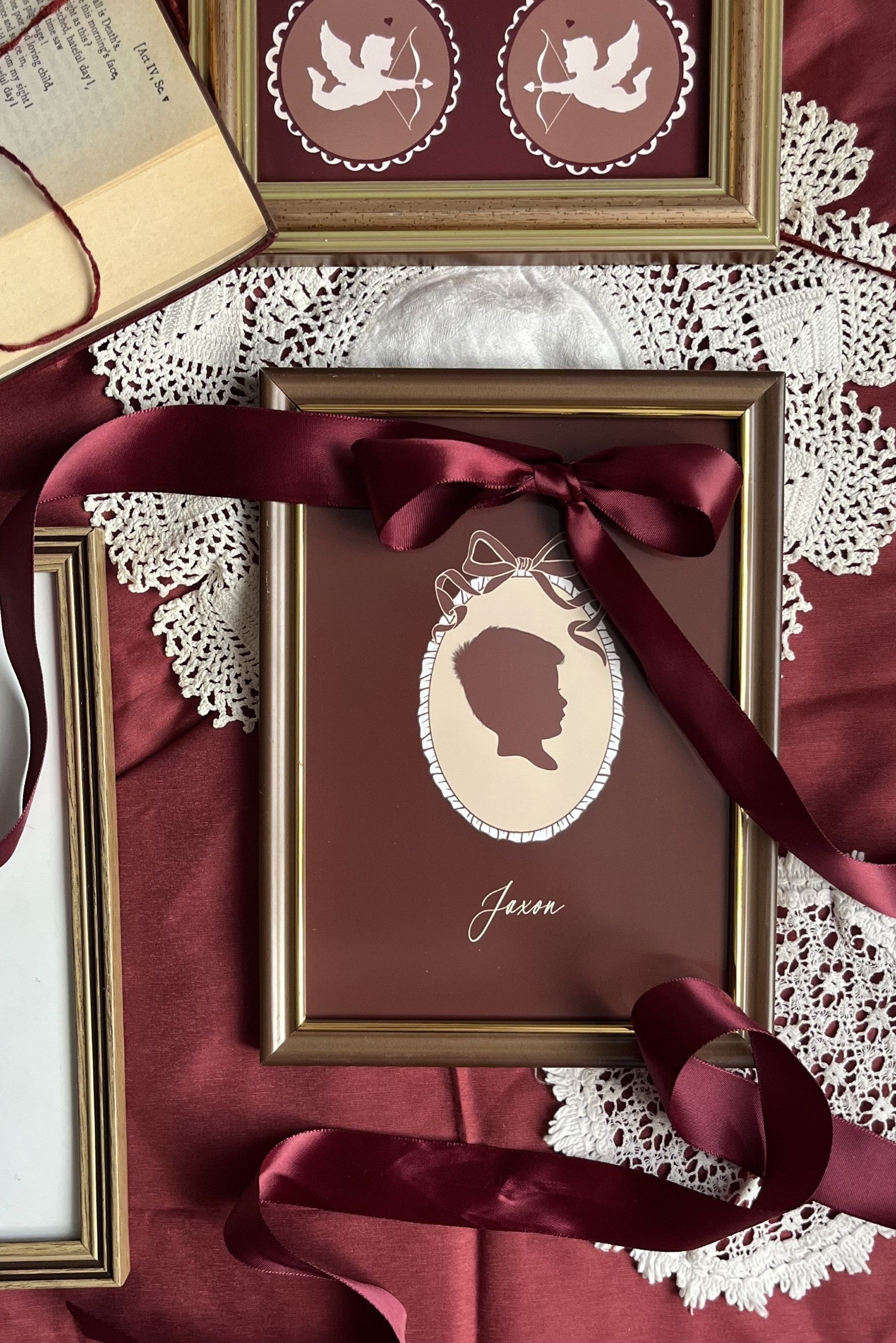 Valentine's Silhouette on Linen Paper - New Design